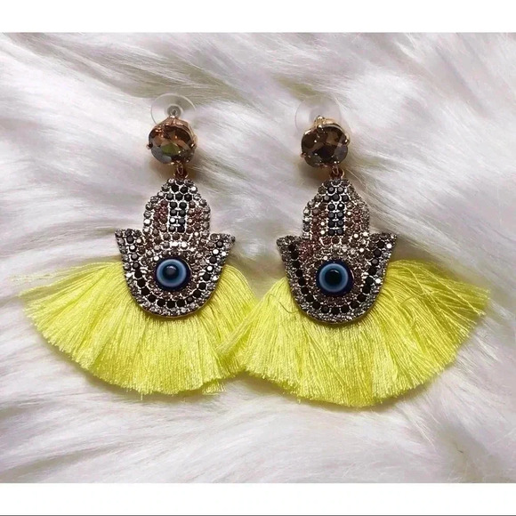 Hamsa Eye Earrings - Picture 2 of 4